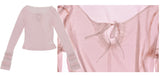 [Rose Island] Layer upon layer of islands, color-blocked ruffled edges, elastic layered double-color base shirt, light and transparent feel layered inside and out