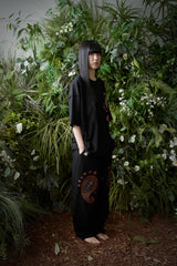 ペイズリー柄カットアウト 1/2 Tシャツ (Black)