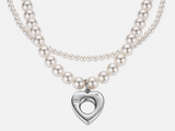 【Exclusive】heart double pearl necklace-silver