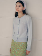CASHMERE BLENDED BASIC CARDIGAN LIGHT BLUE
