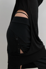 Button Slit Midi Skirt / Black