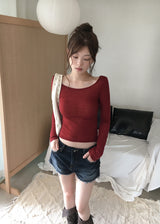 ユーロ ボートネック テンセル シアー ルーズフィット ロングスリーブ Tシャツ