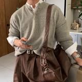  Beleries Simple Henry Neck Overfit Knit