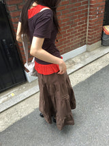 ナユタピンタックティアードバンディングロングスカート