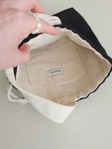 Simple line mini string pouch bag - black