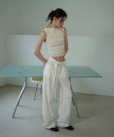 Linen belted pants_ivory