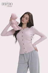Baby Pink Cable Knit Cardigan