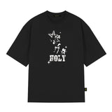 ホーリーフラワー バタフライ オーバーフィット 半袖Tシャツ_BLACK