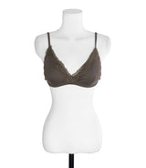 mocha 3/4 sleeve lace bralette & button top