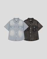 (UNISEX)スラブデニムオーバーシャツ