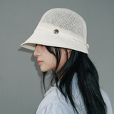 Band Paper Knit Bonnet Hat (Cream)