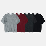 Roa Diagonal Button Short Sleeve Knit
