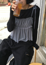 MESH SHIRRING TOP