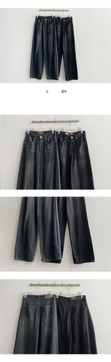 [Summer long pants!] [High quality!] Dunes vintage washed wide denim pants