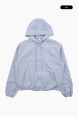 Loop check hoodie zip-up jumper