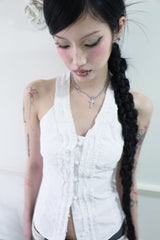 Frill halterneck sleeveless