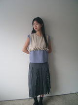 RUFFLE VEST (BEIGE/BLUE)