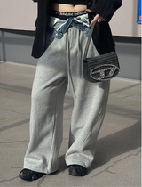 Denim layered sweat pants(2color)