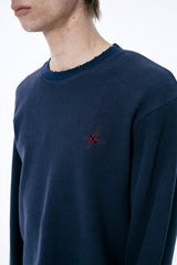 シグネチャーロゴワッフル長袖Tシャツ (ネイビー)