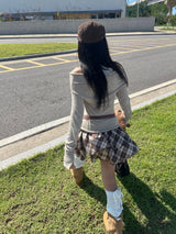 Bohemian uncut frill banding tartan check mini skirt (2 colors)
