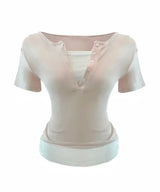 Jena layered button T (3color)