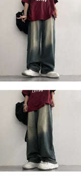 [Long summer pants] ハイクオリティダンクサマーワイドデニムパンツ