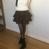 ビーンレオパードプリントフリルミニスカート