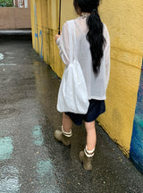 Fine Summer Linen V-Neck Loose-Fit Cardigan
