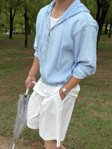 Cooling seersucker bermuda pants