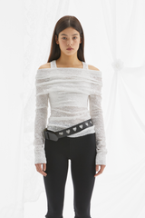 LACE OFF-SHOULDER LAYER TOP /  WHITE