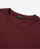 ロールスリーブクロップド半袖Tシャツ バーガンディ