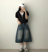 Kneb   Washing denim Bermuda shorts [Basic & Long]