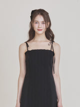 レースフリルミディドレス (Black)