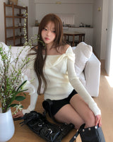 Chiro Ribbon Off-Shoulder Knit