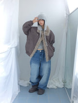 Milkfur high neck suede jumper