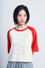 サイクルプリントラグラン ½Tシャツ (red/ivory)