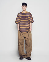 26SS ストライプウォッシュ加工ポイントロゴ半袖Tシャツ