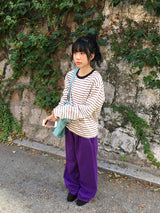 [unisex] Cadence Over Fit Stripe Color Matching Long Sleeve Tee