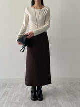 Boat Neck Tension Long Sleeve T-Shirt