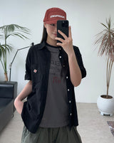 セプンロールアップパッチチェックシャツ