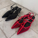 Mesh sling back heels