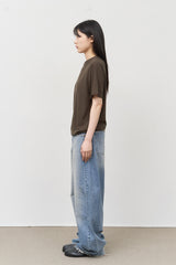 (W) ゴート ダメージ ワイド デニム
