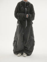 Drop buckle cargo denim pants -2C