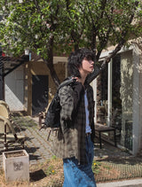 Mega washing checked layered shirt
