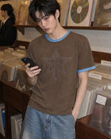 (UNISEX)カッティングスター ダブルスリーブTシャツ