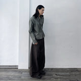 Belted Curved Balloon Trousers
