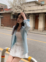 Ribbon Strap Lace Flare Mini Skirt (2color)