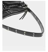Y2K Stud Buckle 2-Way Moto Shoulder Bag
