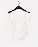Moder Unbalanced Side Button Slit Shirring Sleeveless