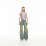 sai logo satin hotfix strapless top